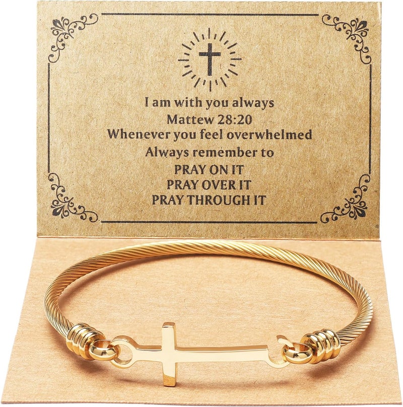 DS Religious Gift for Her Christian Cross Bracelet Bible Verse God is Within Her She Will Not Fall Inspirational Bracelets For Women Stainless Steel Jewelry Gift To Daughter Best Friend - Image 1